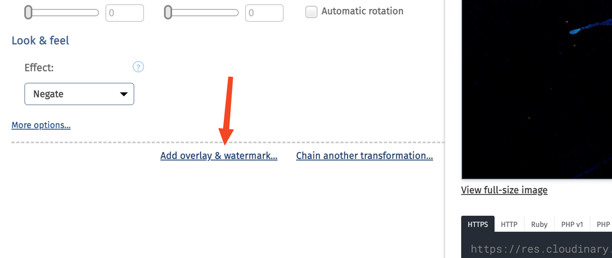 Pointing out the overlay button