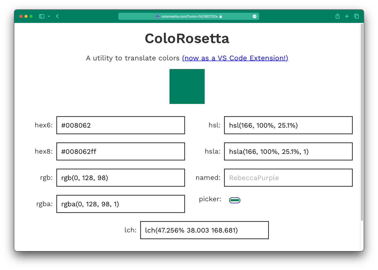 The browser chrome updated to green in Safari with ColoRosetta