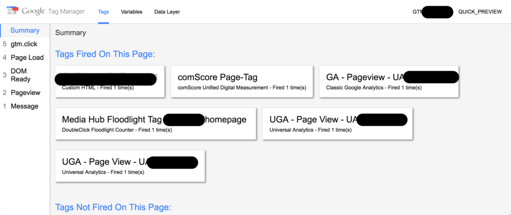 The Google Tag Manager Console